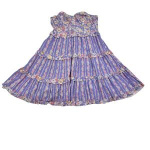 Altr'd State Lavender Purple Floral Strapless Bustier Tiered Mini Dress Size S